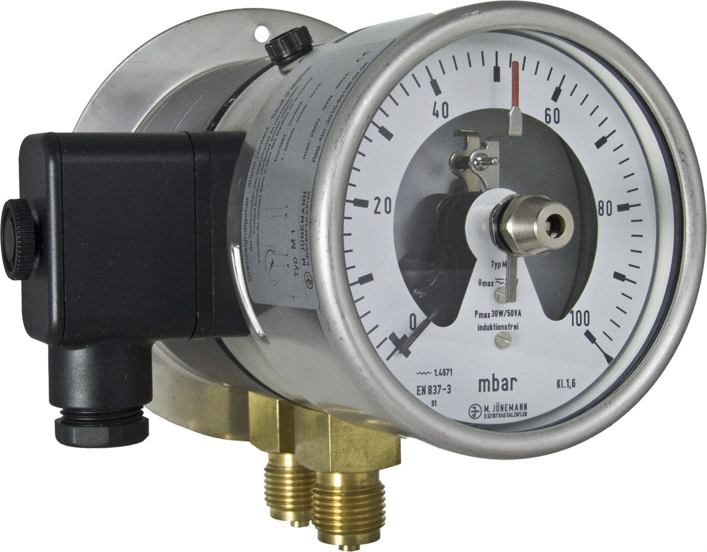 armatherm Differential pressure gauge with alarm contact, brass