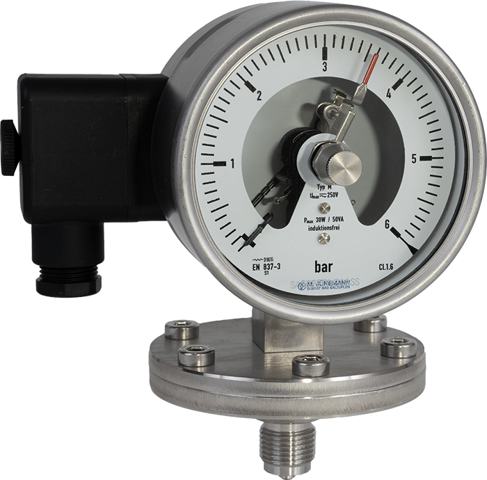 armatherm Diaphragm pressure gauge with alarm contact, stainless steel